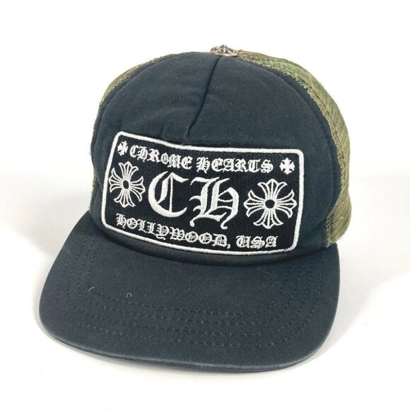 CHROME HEARTS logo camouflage mesh hat cap baseball cap cotton Green/Black